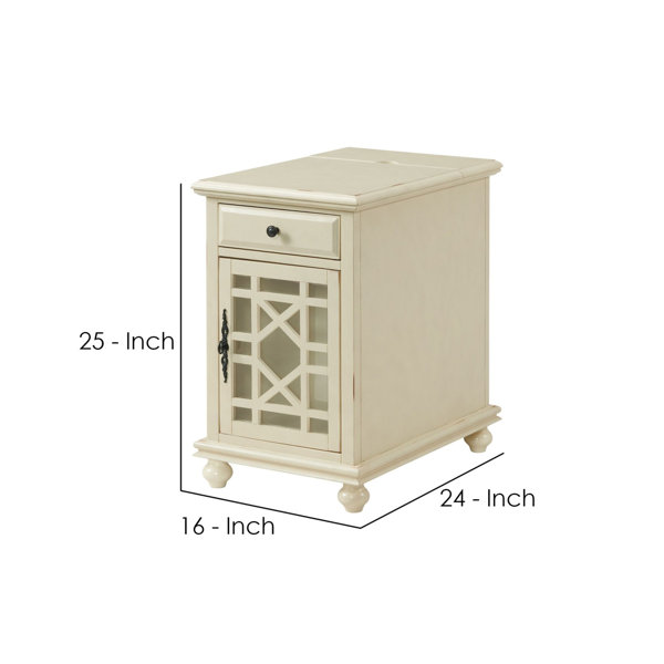 Lark Manor Aalani 25'' Tall End Table with Storage and BuiltIn Outlets
